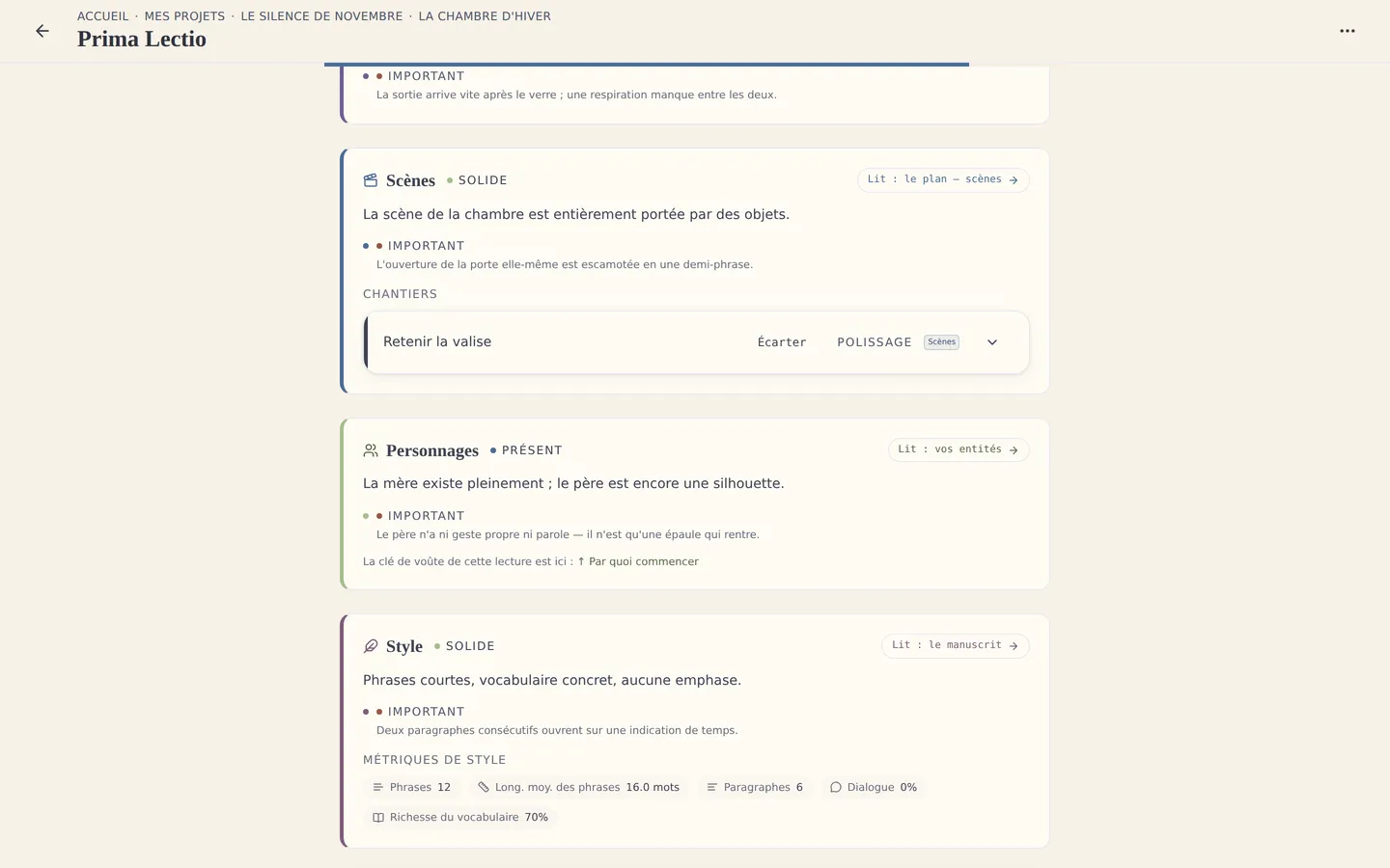 La relecture Prima Lectio : un verdict, ce qui tient, et par quoi commencer — à l'exigence que vous avez choisie.
