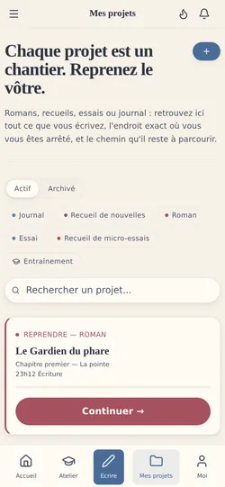Vos projets en un coup d'œil : tout ce que vous écrivez, réuni au même endroit.