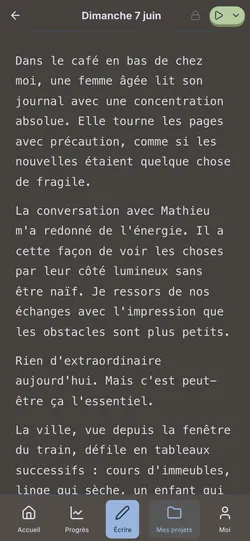 L'éditeur : une page calme pour votre entrée du jour