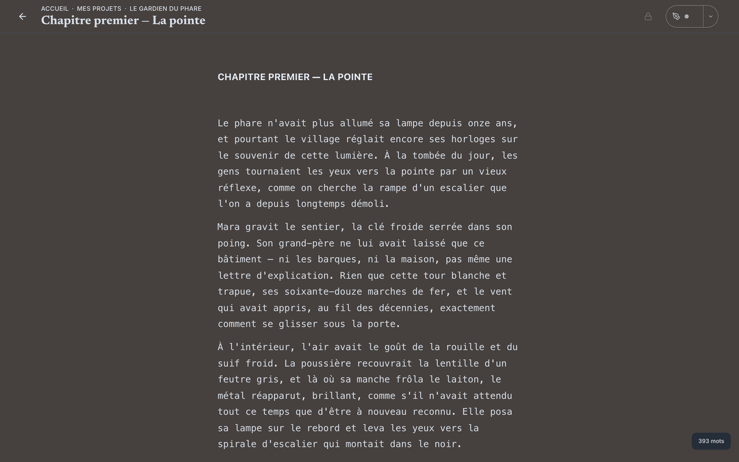 L'éditeur de pratique : une page sans distraction qui s'adapte à l'étape où vous en êtes.
