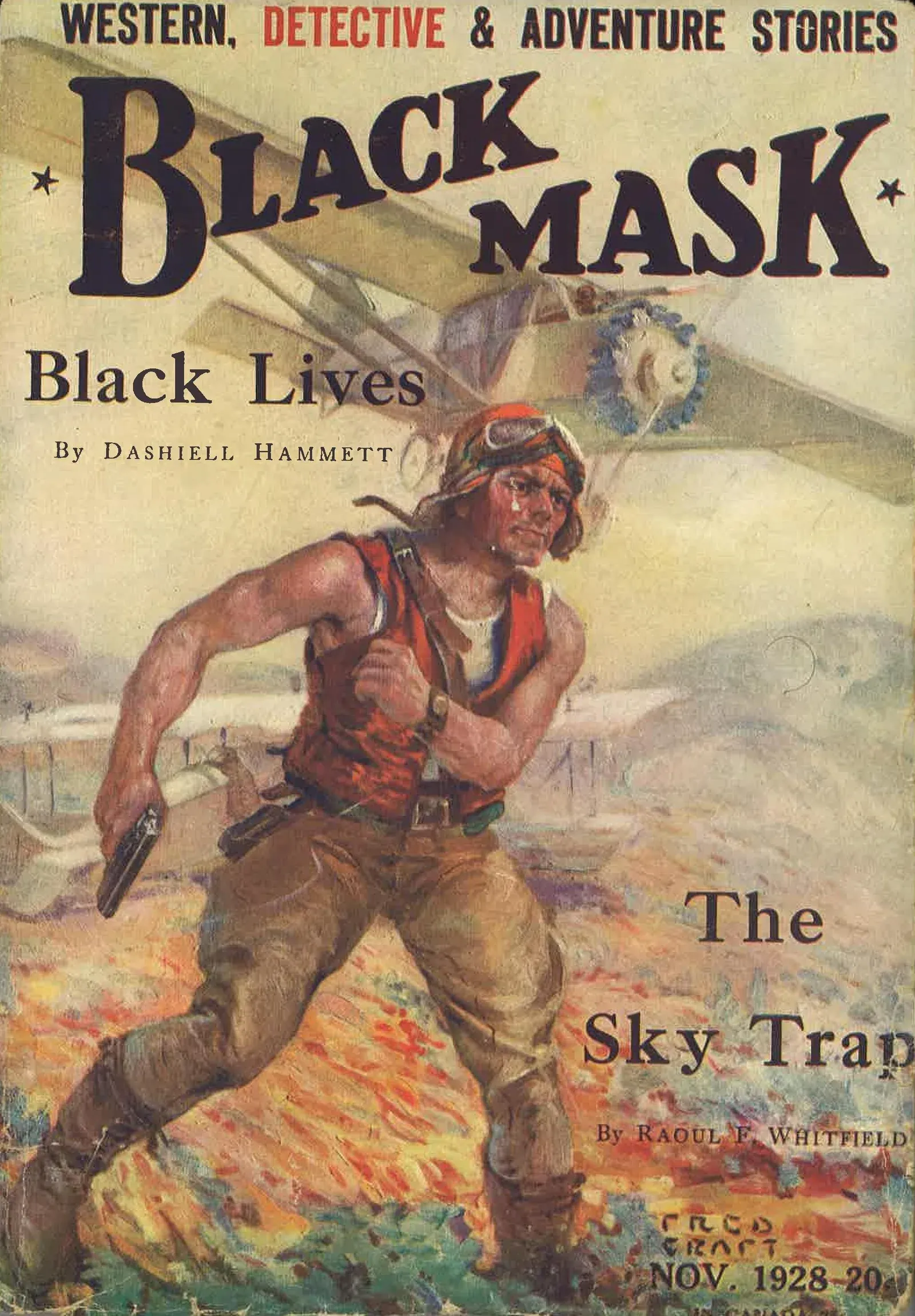 1928 pulp magazine cover depicting a tense nighttime scene