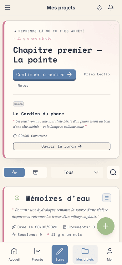 Vos projets en un coup d'œil : tout ce que vous écrivez, réuni au même endroit.