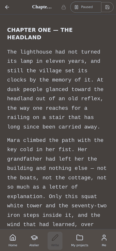 The practice editor: a distraction-free page that adapts to where you are in the work.