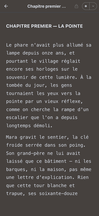 L'éditeur de pratique : une page sans distraction qui s'adapte à l'étape où vous en êtes.
