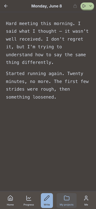 The editor: a calm page for today's entry