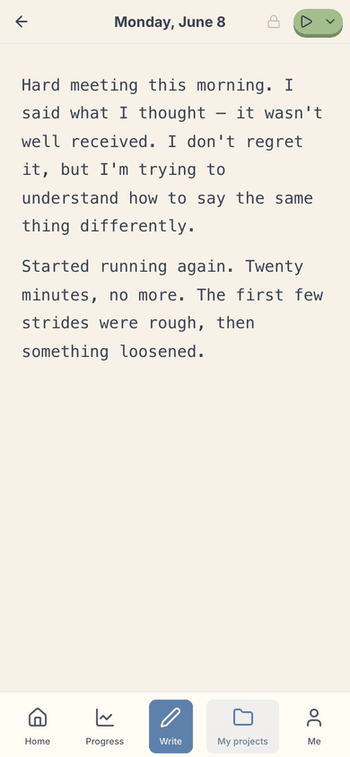 The editor: a calm page for today's entry